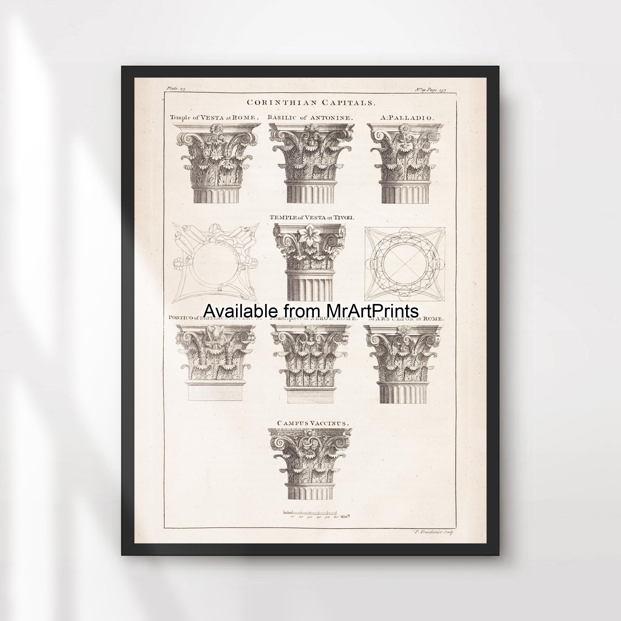 Säulen Säulen Klassische Architektur Illustration Architekt Zeichnung Kunstdruck Poster Wandbild A4 A3 A2 A1 DRUCK JEDE GRÖSSE