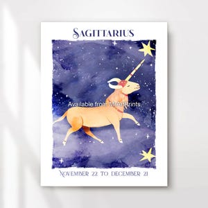 Sagittarius Zodiac Art Print: Galaxy Star Sign Wall Decor