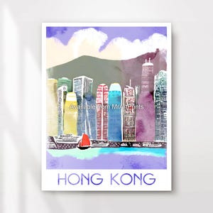 香港のスカイライン絵画アートプリントポスター壁画A4 A3 A2 A1小から特大まであらゆるサイズに印刷