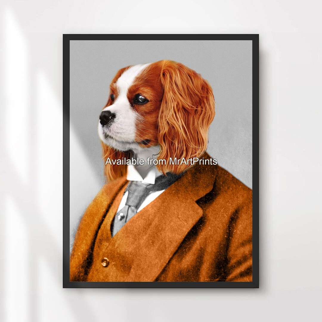 Cavalier King Charles Spaniel Dog Portrait Art Print Wall Picture Decor ...