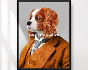 Cavalier King Charles Spaniel Art Print: Humorous Dog Portrait