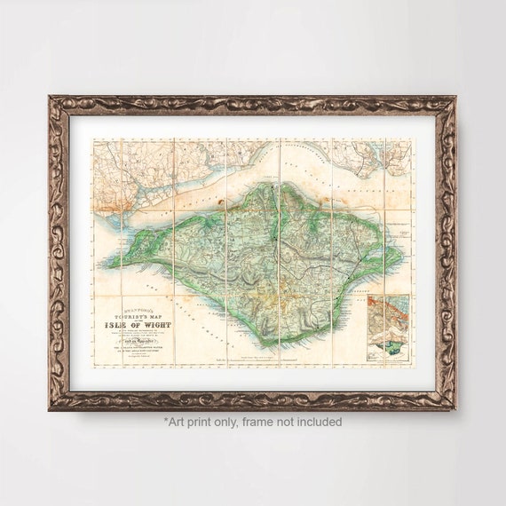 ワイト島地図チャート アートプリント 1879年 ニューポート ライド