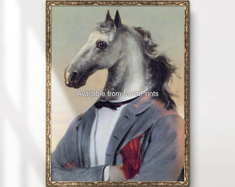 馬のアクリル肖像画 紳士の馬の肖像 – オリジナルアクリル画、ヴィンテージスタイルアート