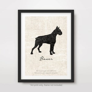 Boxer Dog Silhouette Art Print: Pet Portrait Poster