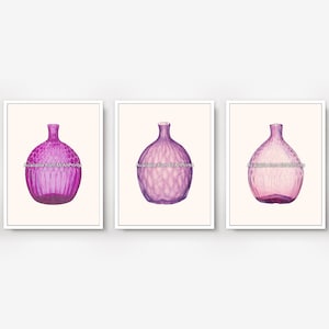 3 Three Triptych Pink Vases Art Prints Wall Pictures Poster Simple Minimal Minimalist Artwork Decor A4 A3 A2 A1 Small Large PRINTED ANY SIZE