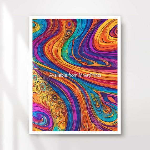 Psychedelic Rainbow Swirling Art Print, Hippie Decor - Etsy