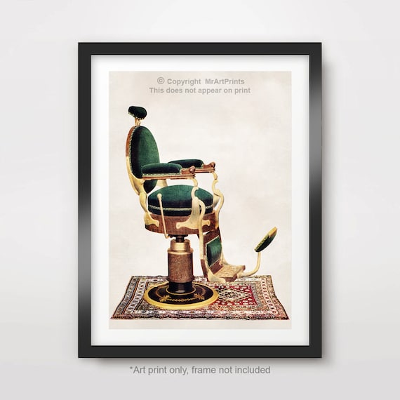 Victorian BARBER Chair ART PRINT Poster Mens Wall Etsy