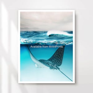Gefleckter Rochen Sealife Kunst Wandbild Poster Druck Ozean Oceanic Marine Unterwasser Deko Dekor A4 A3 A2 A1 DRUCK JEDE GRÖSSE