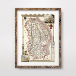 LINCOLNSHIRE Lincoln County Map ART PRINT British Britain Uk Antique Vintage Historical Wall Picture Poster Home Decor A4 A3 A2 (10 Tailles)