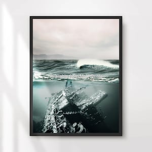 Underwater Shipwreck Art Wall Picture Poster Print Ocean Nautical Marine Sunken Boat Under Sea Undersea Decor A4 A3 A2 A1 PRINTED ANY SIZE