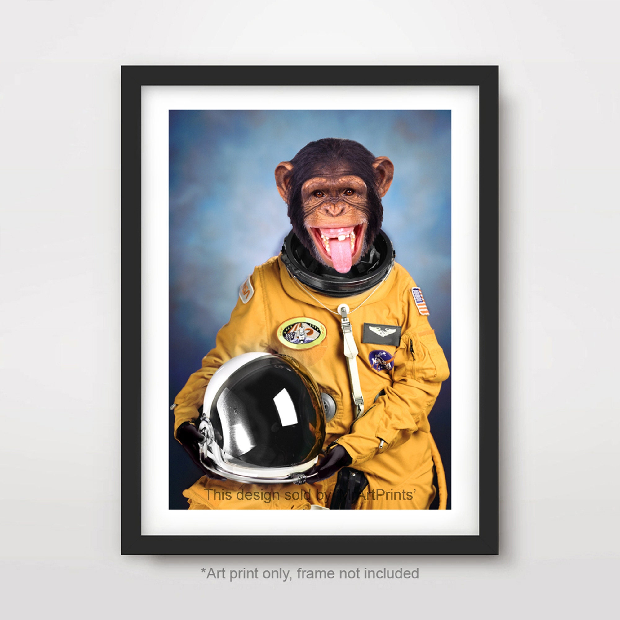 MONO Retrato ARTE IMPRESIÓN Animal vestido como una persona Personas Imagen  peculiar Cabeza con cuerpo humano en ropa Astronauta divertido Nasa Espacio  exterior -  México