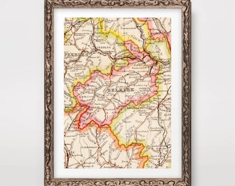 Vintage Selkirkshire Scotland Map Print, 20th Century Scottish Art