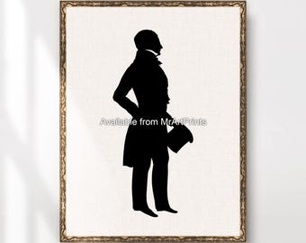 Victorian Gentleman Silhouette Art Print - Antique Shadow Portrait