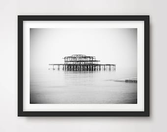 BRIGHTON West Pier Black White Art PRINT Photography Photo Poster Wall Picture Home Decor A4 A3 A2 8x10 12x16 16x20 inch