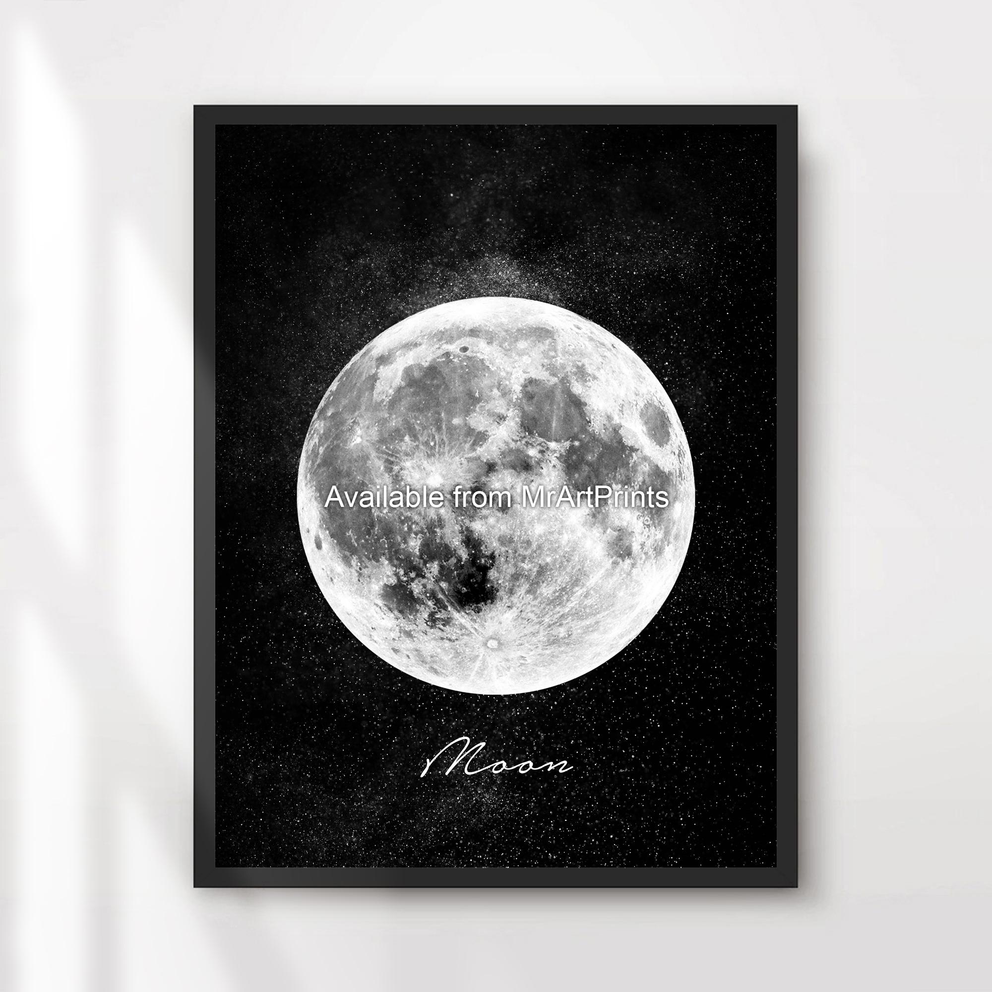 Moon Astronomy Outer Space Art Print Poster Wall Picture A4 A3 A2 A1 ...