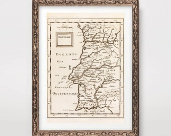 Vintage Portugal Map Art Print, Antique Historical Chart