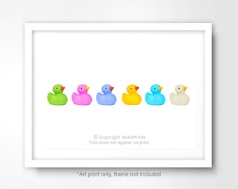 Badeendjes BADKAMER KUNSTPRINT Poster muur foto woondecoratie kunstwerk A4 A3 A2 (10 maten)