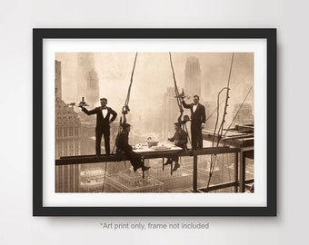INDUSTRIAL Architecture Eisen girder Herren Dinner Lunch Sepia ART PRINT Fotografie Foto Poster Wandbild Home Decor Interior Design