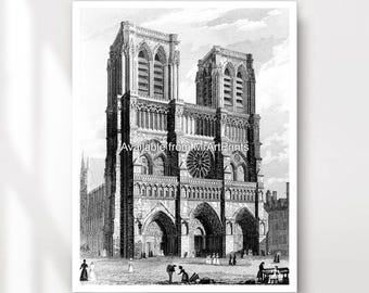 ノートルダム大聖堂、パリ、フランス、1900年頃のエッチング