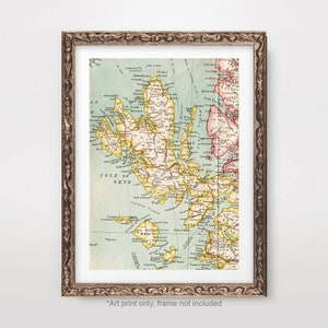 Carte du comté local de l'île de SKYE, impression d'art, impression d'art, affiche ancienne vintage écossaise écossaise du XXe siècle, photo A4 A3 A2 20e siècle, 12 x 16 16 x 20 pouces
