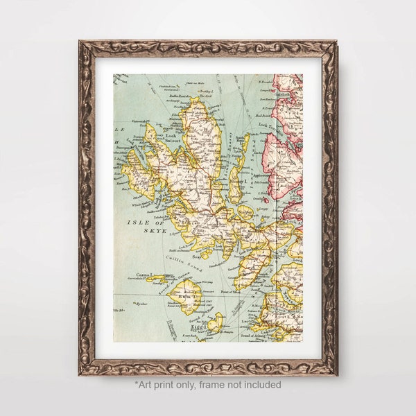 Isle Of SKYE Local County MAP Chart Art PRINT 20th Century Scotland Scottish Vintage Antique Poster Picture A4 A3 A2 8x10 12x16 16x20 inch