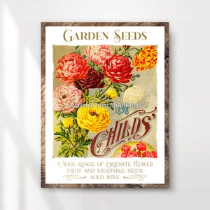 Tuinieren bloemzaden vintage reclame kunst print poster muur foto antieke stijl geïllustreerd bloemen decor A4 A3 A2 A1 GEDRUKT ELKE MAAT