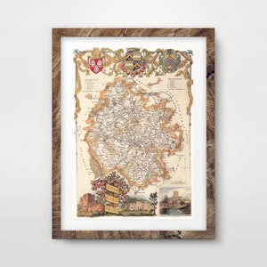 HEREFORDSHIRE County Map ART PRINT British Britain Uk Antique Vintage Historical Wall Picture Poster Home Decor A4 A3 A2 (10 Sizes)
