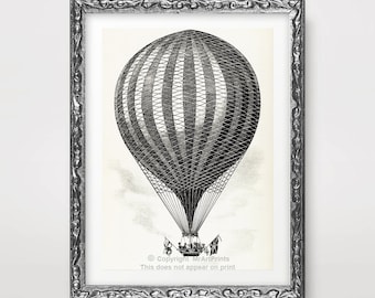 Vintage Hot Air Balloon Poster Antique French Wall Art - Etsy