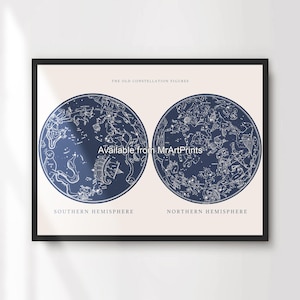 Astronomie Karte Sternbilder Nachthimmel Weltraum Kunstdruck Poster Wandbild A4 A3 A2 A1 klein bis extragroß JEDE GRÖSSE GEDRUCKT