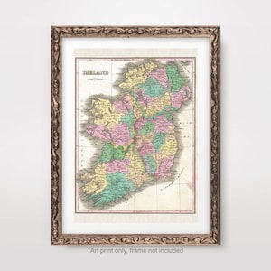 アイルランド アイルランド国地図チャート アートプリント 1827年 ヴィンテージ アンティーク ポスター 壁掛け 絵 ホームデコレーション A4 A3 A2 8x10 12x16 16 x 20 インチ
