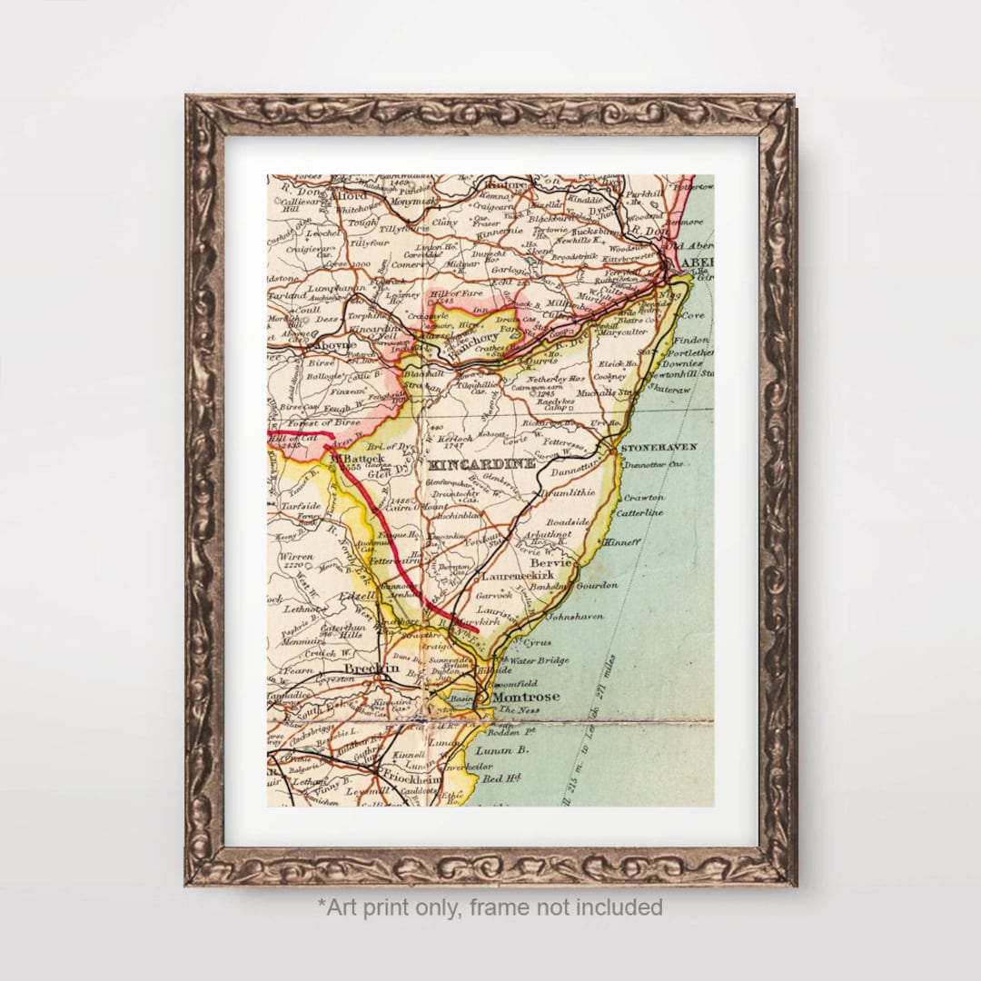 グラスゴー 地方郡マップチャート アートプリント 20世紀