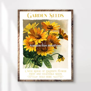 Tuinieren bloemzaden vintage reclame kunst print poster muur foto antieke stijl geïllustreerd bloemen decor klein groot gedrukt op elk formaat
