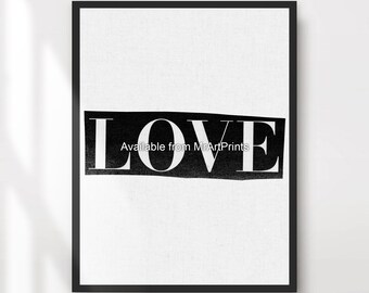 Love Graphic Print | Minimalist Black and White Wall Art