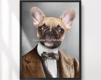 French Bulldog Art Print: Funny Dog Portrait in Suit