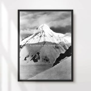 Mountains Black and White Art Print Poster Wall Picture Stylish Monochrome Snow Ice Landscape Design Grey Decor A4 A3 A2 A1 PRINTED ANY SIZE