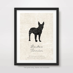 Boston Terrier ART PRINT Dog Breed Silhouette Portrait Poster Wall Picture Home Decor Pet Owner Gift A4 A3 A2 (10 Sizes)