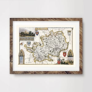 HERTFORDSHIRE County Map ART PRINT British Britain Uk Antique Vintage Historical Wall Picture Poster Home Decor A4 A3 A2 (10 Tailles)