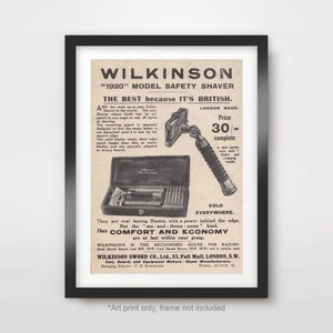Men&#39;s Shave Shaving Vintage Advert Advertising BATHROOM ART PRINT Poster Wall Picture Home Decor Artwork A4 A3 A2 (10 Sizes)