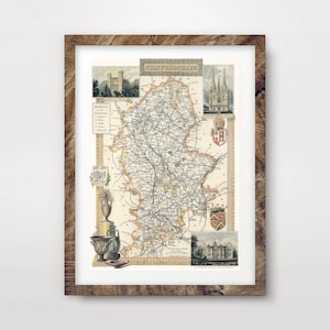 STAFFORDSHIRE County Map ART PRINT British Britain Uk Antique Vintage Historical Wall Picture Poster Home Decor A4 A3 A2 (10 Tailles)