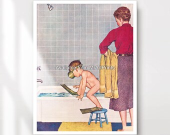 Lámina artística vintage para la hora del baño: Ilustración retro para el baño