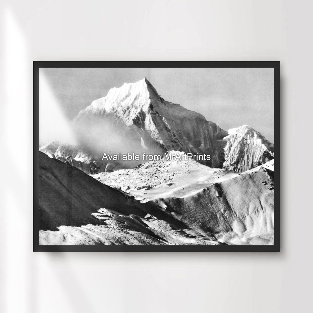 Monochrome Mountain Landscape Art Print, Stylish Black and White Decor ...