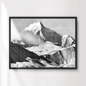 Mountains Black and White Art Print Poster Wall Picture Stylish Monochrome Snow Ice Landscape Design Grey Decor A4 A3 A2 A1 PRINTED ANY SIZE