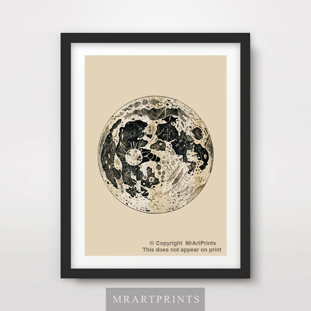 Sepia Moon Art Print, Celestial Lunar Poster - Etsy UK