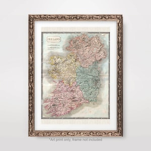 アイルランド アイルランド国地図チャート アートプリント 1850年 ヴィンテージ アンティーク ポスター 壁掛け 絵 ホームデコレーション A4 A3 A2 8x10 12x16 16 x 20 インチ
