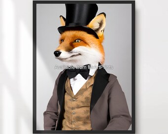 Exzentrischer Fuchs Kunstdruck | Viktorianisches Tierportrait