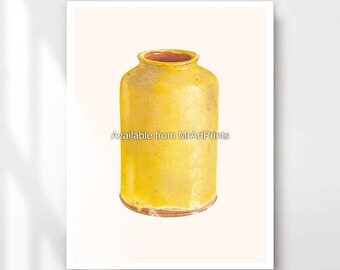 Póster de pared con impresión artística de jarrón amarillo, obra de arte minimalista simple, decoración, tamaño A4, A3, A2, A1, tamaño pequeño a extra grande, IMPRESO EN CUALQUIER TAMAÑO