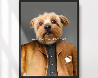 ヨークシャーテリアのアートプリント - サイン入り色鉛筆犬の肖像画