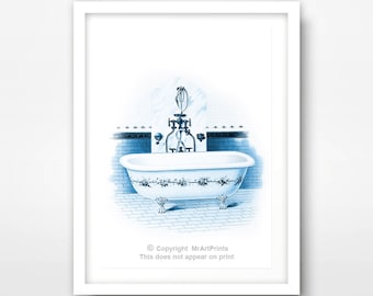 Blue Bathroom Art | Etsy