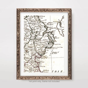 County DOWN Irish Map Chart ART PRINT Northern Ireland Vintage Antique Poster Wall Picture Decor A4 A3 A2 8x10 12x16 16x20 inch