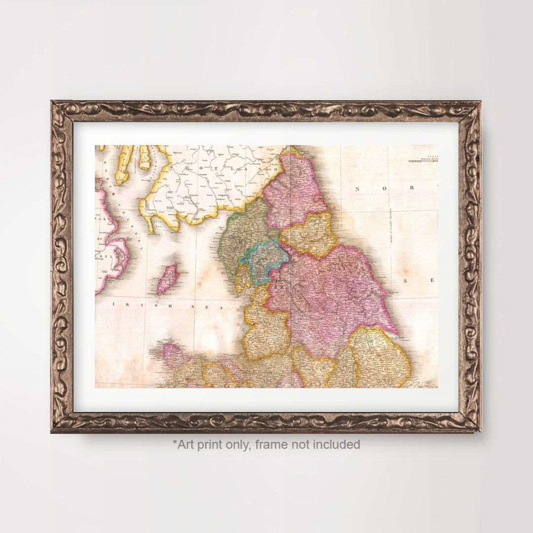 Northern North United Kingdom UK MAP Chart Art PRINT Vintage - Etsy